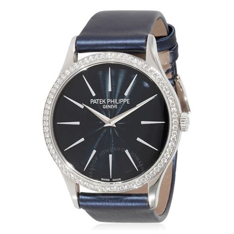 Patek Philippe Calatrava Diamond Blue Dial Ladies Watch 